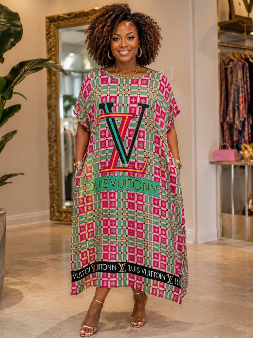Batik Sumi Statement Afghan Dashiki Dress Colorful Logo Print Made in Indonesia
